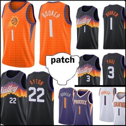 mens 1 Devin Jersey Booker Basketball Jerseys DeAndre 22 Ayton Chris 3 Paul Jerseys Retro Mesh Steve 13 Nash Charles 34 Barkley 2021 patch BLACK Purple Orange 88888