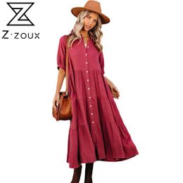 Women Dress Half Sleeve Single Breasted Bohemia Sexy Long Maxi es Fashion Plus Size Summer Beach es 210524