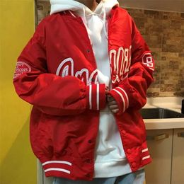 Men's Varsity Bomber Jackets Embroidery Letters Oversized Hip Hop Streetwear Casual Baseball Uniform Coats Vintage Male Clothing 211110