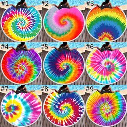 Microfiber Plus Tassel Round Beach Bath Towel Yoga Mat Tie-dye Series Sublimation