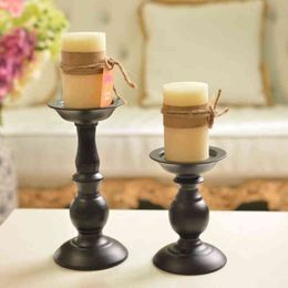 Wedding Birthday Candle Holder S/L Pillar Candle Holder, Vintage Style, Black, Home Decor Y211229