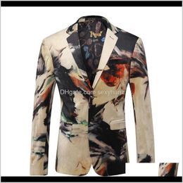 Suits & Mens Clothing Apparel Drop Delivery 2021 Blazer Male British Single Breasted Flower Party Suit Jacket Fashion Oversize 5Xl Slim Fit M