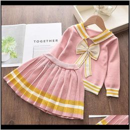 2021 Winter Luxury Design High Quality Long Sleeve Sweater Shirt Skirt Super Classic Allmatch Casual Cute Girl Suit Ahxbg Clothing Set Usdug