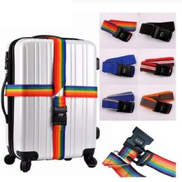 Party Favour Adjustable 410CM Luggage Strap Travel Accessories Cross Belt Packing Suitcase Nylon 3 Digits Password Lock Buckle Strap Belt Tag