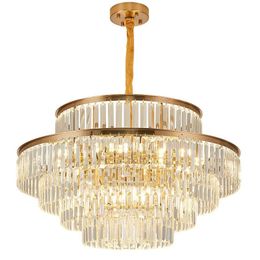 K9 Cristal Chandelier 6 Camada Luxo Lamp Lâmpada de Pingente Indoor Iluminação para Staircase Sala de estar Decoração