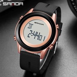 Sanda LED Digital Men's Watch Outdoor Multi-funct Electronic Watches Sports Trend Simple Shockproof ABS Case Student Wristwatch X0524