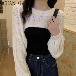 Solid Women Sweaters Short Sexy Streetwear Ins Fashion Pull Femme Autumn Korean Pullovers Ladies 18858 210415