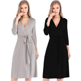 Autumn Winter Womens Sleepwear Modal Maternity Pregnancy Labour Robe Nightgowns Hospital Breastfeeding Gown S-XXL Robes