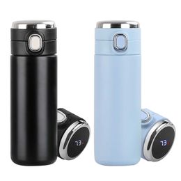 420ML Intelligent Thermos Display Temperature Stainless Steel Thermo Cup Strainer Tea Vacuum Cup Travel Cycle Water Bottle Y0915
