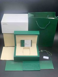 -Original verde caixas de madeira presente pode ser personalizado modelo número serial etiqueta anti-falsificação cartão de relógio de cartão de relógio
