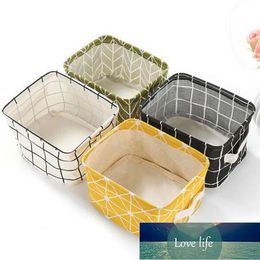 Canvas Storage Bins Basket Organisers Foldable Fabric Cotton Linen Blend Storage Bins for Makeup Book Baby Toy Basket TT