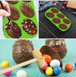 NEWHot 6 Cavity Easter Egg Shape Baking Moulds Tray Silicone Mold Dessert Silicone Cake Chocolate Baking Molds Silicone Bakeware RRF11727