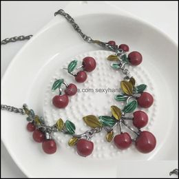 Earrings & Necklace Jewelry Sets 2021 Red Cherry Set Dinner Dress Wedding Bridal Aessories For Women Drop Delivery Xbywi