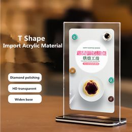 A5 T Shaped Double Sided Acrylic Photo Menu Paper Ad Poster Display Frame Acrylic Sign Holder Stand