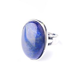 WOJIAER Oval Natural Gem Stone Lapis Lazuli Finger Rings Party Ring for Men Women Jewelry Z9162