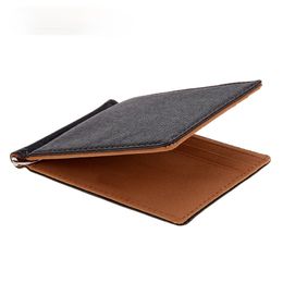 Short Skin s PU Leather Money Clips Sollid Thin Wallet For Men Purses 4 Colors