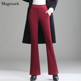 Autumn Winter Thicken Velvet High Waist Pants Women Casual Straight Flare Professional Trousers Pantalon Femme 11519 210512