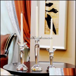 Décor & Garden Candle Holders Luxury Crystal Glass Holder Creative Candlelight Dinner Wedding Decoration Table Centrepieces House Coffee Hom