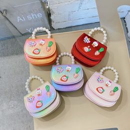 Korean Fashion Girl's Animal Slung Cartoon Cloth Purse Personality Foreign Style Little Princess One Shoulder Zero Bag Mini Pearl Children's Handbag