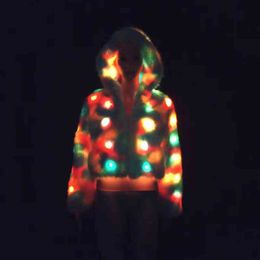 Fur Luminous Coat Led Clothing Imitation Fur Material Stage Performance Clothes 211213