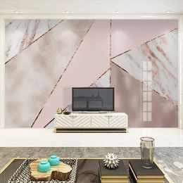 Custom 3D Wall Mural Wallpaper Modern Abstract Geometric Marble Wall Paper Living Room TV Sofa Bedroom Fresco Papel De Parede 3D