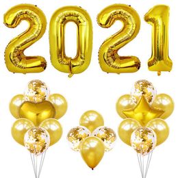 40 inches Large 2021 Digital Balloons Decoration 22pcs as a Set Party Supplies Wedding Scene Decorative Aluminum Film Balloon Sets 9 Colors