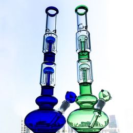 Glass Bong Hookahs Double 4 Arms Tree Perc Water Pipe 18mm Female Beaker Bongs Straingt Tube Oil Dab Rigs With Bowl GB1218