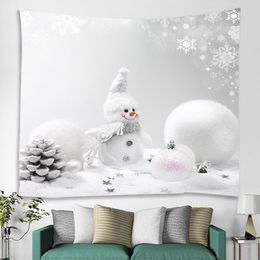 Tapestries Sale-Christmas Tapestry Snowman Christmas Wall Hanging Art Carpet Cloth Year Decor Yoga Blanket