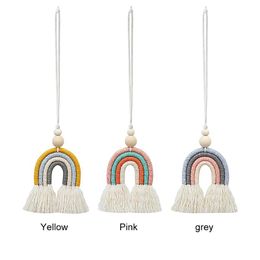 Interior Decorations Home Decor Nordic Style Pendant Portable Woven Accessories Rear View Mirror Gift Rainbow Car Hanging Ornament2972