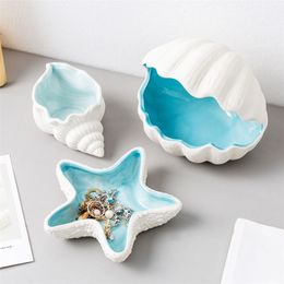 Ceramic Shell Storage Modern Desktop Key Sundries Storage Modern Home Decoration Living Room Bedroom Desktop Ornaments Decor 210811