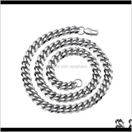 & Pendants Jewelrytrendy Mens Link Chain Necklaces Iced Out Hip Hop Jewelry 19Inch 21Inch Fashion Stainless Steel Sier Miami Cuban Chains Fo