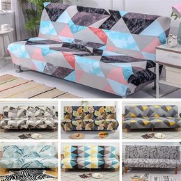Folding Sofa Bed Covers Without Armrest All-inclusive Tight Wrap Elastic Slipcover Living Room Couch Cover Washable Removable 211207
