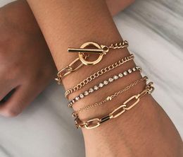 Bohemian Geometric Crystal Multi Layer Bracelets Bangles Charm Adjustable Lasso Bracelet Set for Women Jewellery Gifts