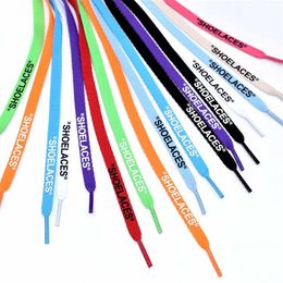 Nuovo pizzo SHOELACE colorato Lettera Font 8mm Doppi lati stampati "SHOELACES" Lacci bianchi neri Firmati Scarpe piatte Lacci comuni Lacci delle scarpe 120 140 160 cm