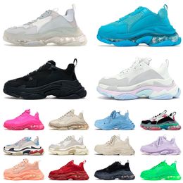 2021 New Arrival Paris 17FW Triple S Designer Shoes Fashion Clear Sole Neon Green Purple Black White Vintage Platform Sneakers Trainers Casual Size 36-45