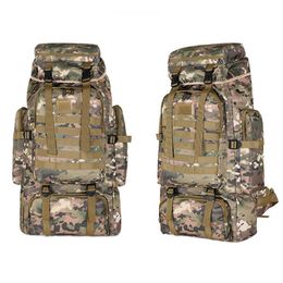 80L Outdoor Camouflage Military Tactical Backpack Waterproof Tear-resistant Climbing Bags Hiking Camping Travel Luggage Rucksack Y0721