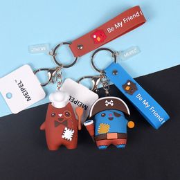 New Cute Strange Cat Keychain Cartoon Animal Keyring Bag Pendant Key Chain Jewelery Be My Friend Gift Hot