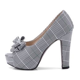 Size 32-43 Chic Women Platform Bowknot High Heel Shoes Women Peep Toe Bowtie Spike Heel Pumps Office Ladies Footwear