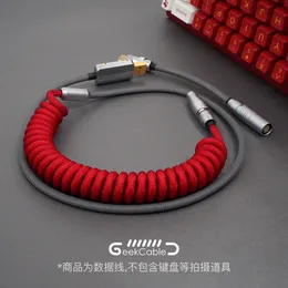 GeekCable Handmade Customized Mechanical Keyboard Data Cable For GMK Theme SP Keycap Line Red And Grey Colorway