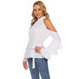 Women's Blouses & Shirts Summer Women Blouse Shirt 2021 Sexy Off Shoulder Ladies Halter Female Bell Sleeve Plus Size Womens Tops And 2XL