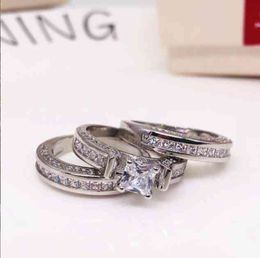 Vintage Gold Ring sets 925 sterling silver Engagement Wedding band Rings for Women men Jewelry Y211115