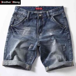 Classic Denim Shorts Men Summer Fashion Casual Slim Fit Ripped Blue Short Jeans Male Brand Clothes 210329