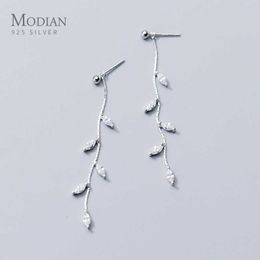 Charm Luxury Clear Crystal Drop Earrings For Women 925 Sterling Silver Swing Zircon Dangle Ear Classic Wedding Jewellery 210707