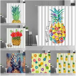 Shower Curtains Kitchen Curtain Tropical Fruit Pineapple Print Bathroom Decor Screen Waterproof Children Bedroom With Hook Polyester