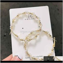 & Hie Jewellery Pearl Hoop Large Measle Circle Round Earrings Simple Classic For Women Fashion Drop Delivery 2021 X9Jki