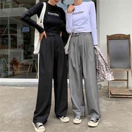 2020 wide-legged pants since waist drape the spring and autumn period and the new straight canister loose harlan suit pants trou Q0801