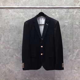The Original Designer Blazers Slim Business Casual Male Suit Top Fashion Notched Solid Formal Wedding Jacket With Gold Buttons Wool Korean Suit For Men