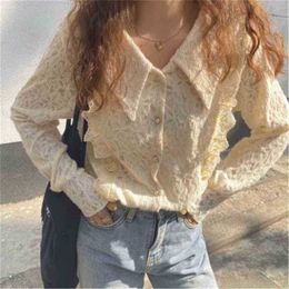 Vintage Chic Gentle Lace Elegance OL Arrival Women All Match Sweet Lady Clothe Retro Brief Stylish Blouses 210525