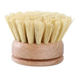 2022 new Kitchen Cleaning Brush Bamboo Long Handle Sisal Wash Pot Dishes Can Replace Head 23cm