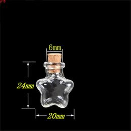 Pentagram Star Mini Cute Bottles Pendants Small Glass With Cork Transparent Clear Jars Gifts Vial 20pcs good qty